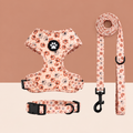 Lot fleur harnais, laisse et collier
