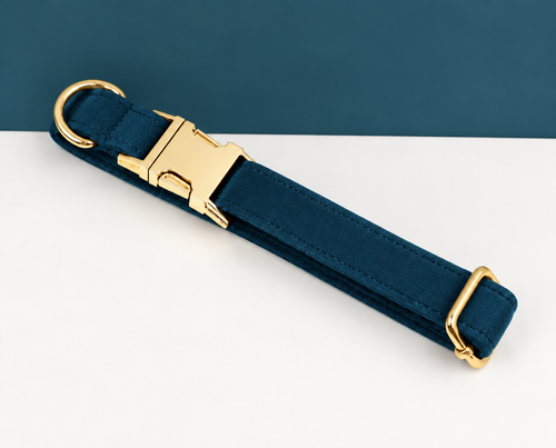 Collier velours bleu marine