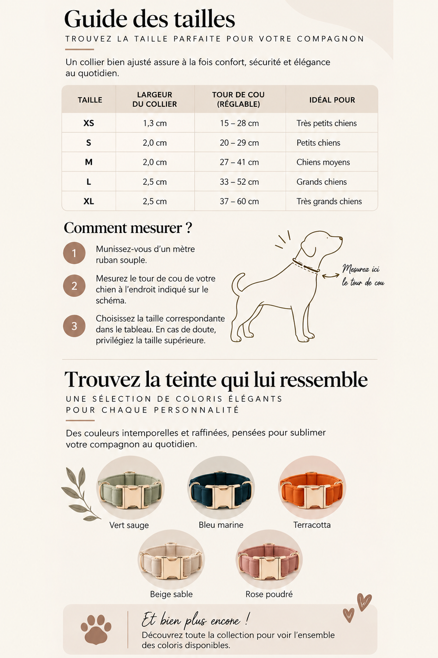 Guide des tailles Collier léopard