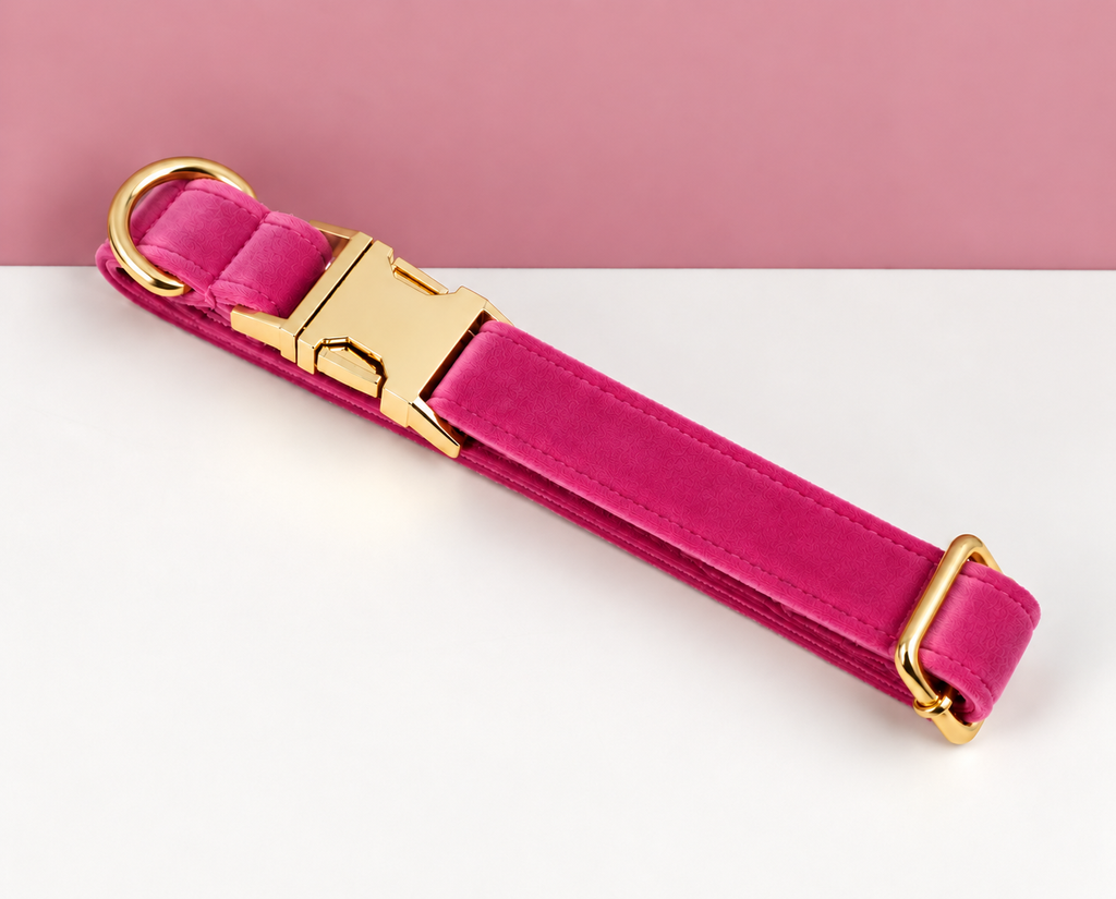 Collier velours rose